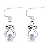 Oval Lab Created Opal 22.6mm Scroll Fishhook Earring 925 Sterling Silver