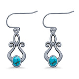 Oval Lab Created Opal 22.6mm Scroll Fishhook Earring 925 Sterling Silver