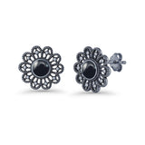 Flower Beaded 15.6mm Created Opal Stud Earring 925 Sterling Silver