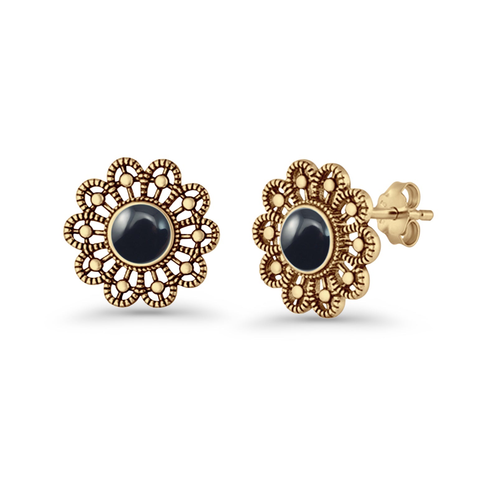 Flower Beaded 15.6mm Created Opal Stud Earring 925 Sterling Silver