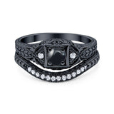 Two Piece Round Natural Stone Bridal Ring