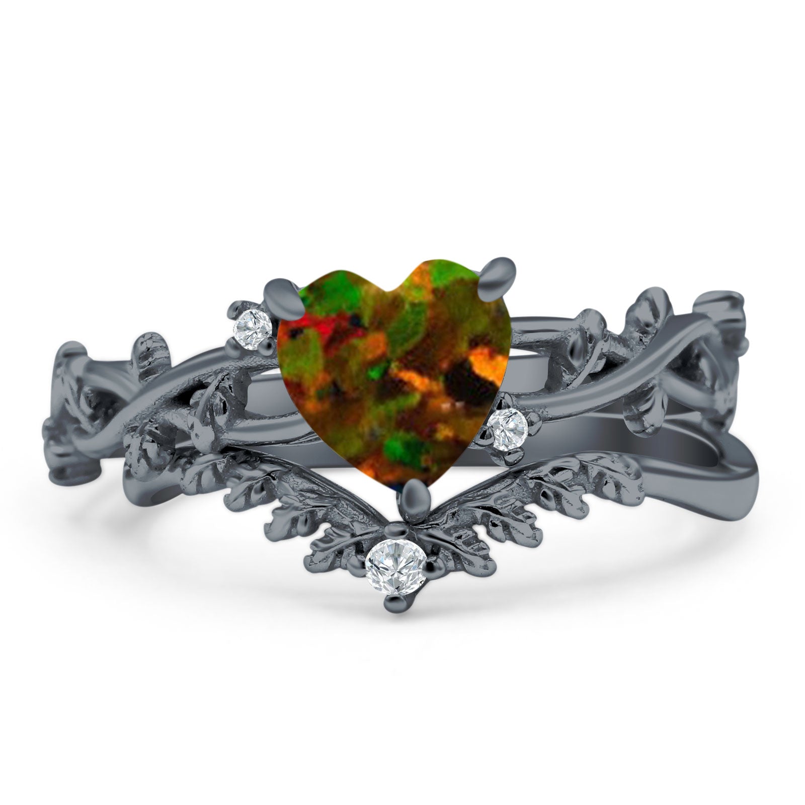 Two Piece Heart CZ Ring