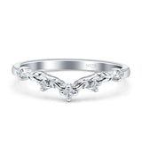 Minimalist 4mm Curved Contour Chevron Ring Cubic Zirconia 925 Sterling Silver