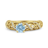 Art Deco Round Natural Stone Filigree Ring