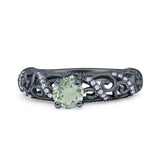 Art Deco Round Natural Stone Filigree Ring