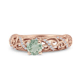 Art Deco Round Natural Stone Filigree Ring