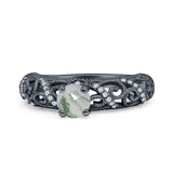 Art Deco Round Natural Stone Filigree Ring