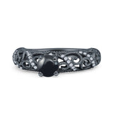Art Deco Round Natural Stone Filigree Ring