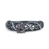 Art Deco Round Natural Stone Filigree Ring