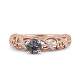 Art Deco Round Natural Stone Filigree Ring