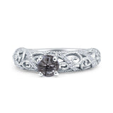 Art Deco Round Natural Stone Filigree Ring