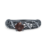 Art Deco Round Natural Stone Filigree Ring