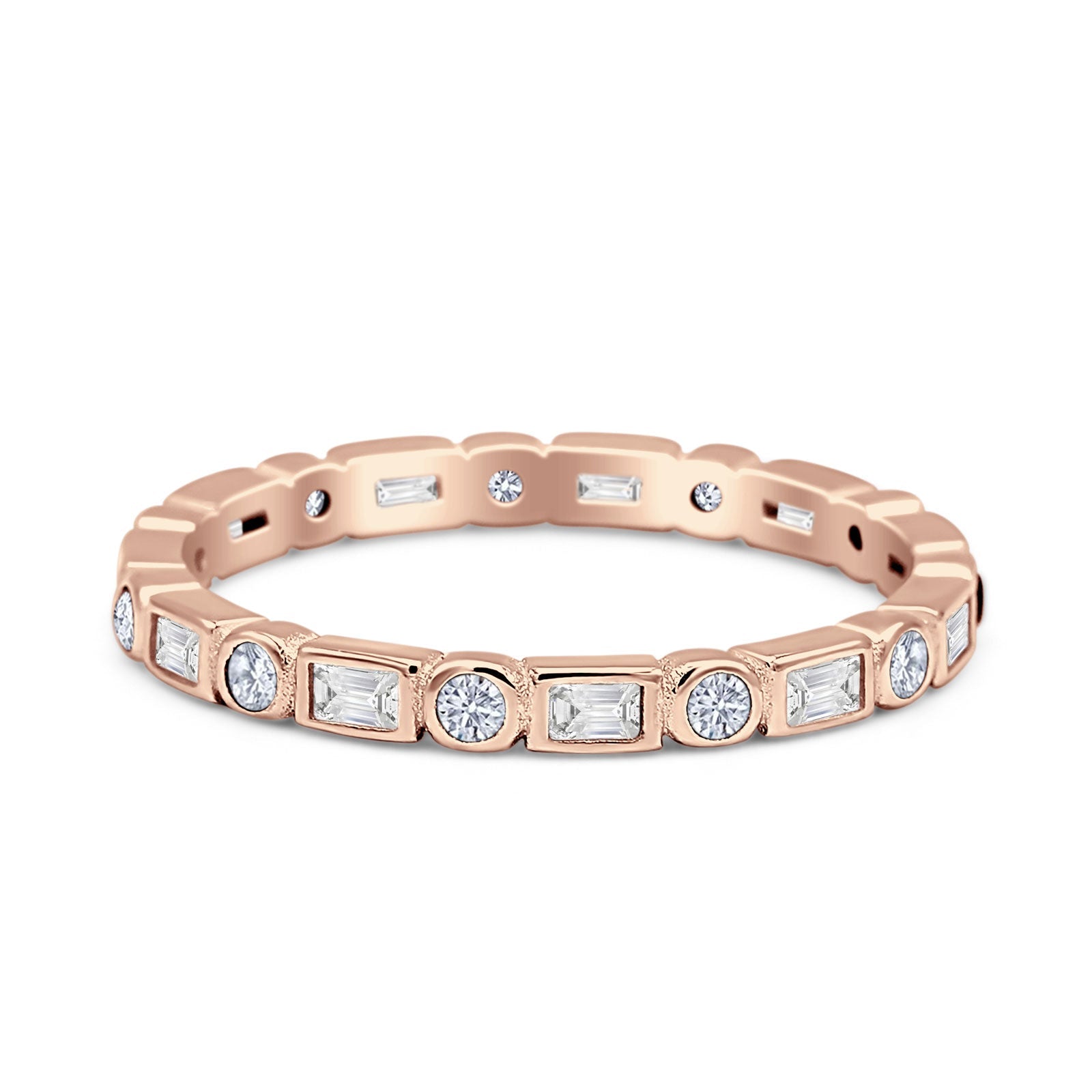 Minimalist 2.5mm Full Eternity Band Cubic Zirconia 925 Sterling Silver