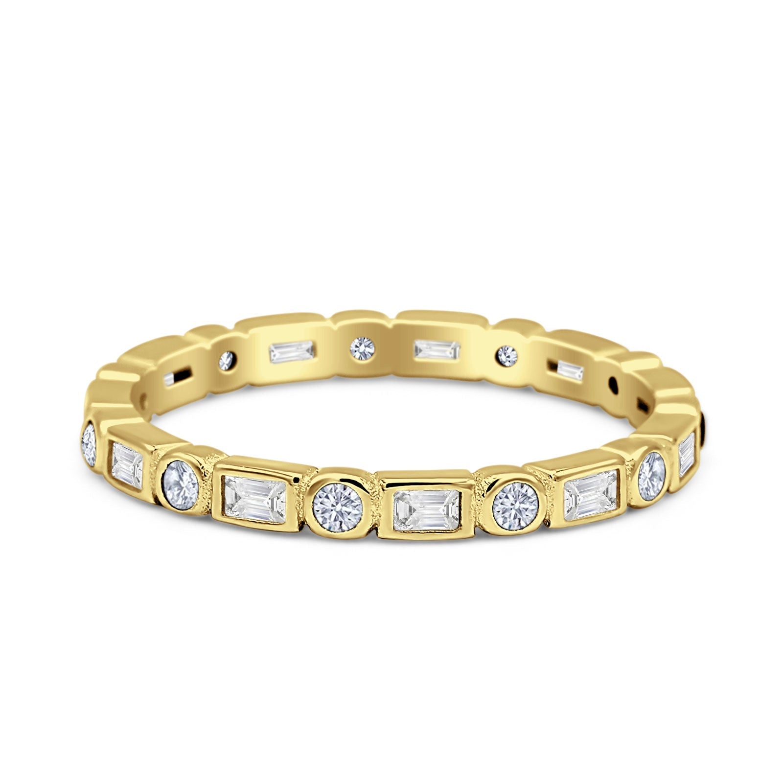 Minimalist 2.5mm Full Eternity Band Cubic Zirconia 925 Sterling Silver