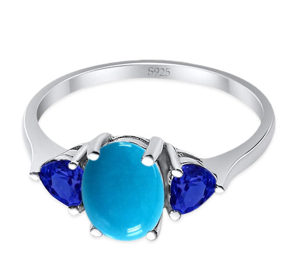 Three Stone Oval Natural Stone Trio Ring