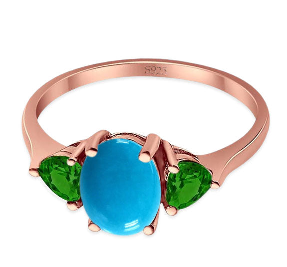 Three Stone Oval Natural Stone Trio Ring