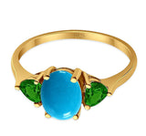 Three Stone Oval Natural Stone Trio Ring