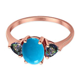 Three Stone Oval Natural Stone Trio Ring