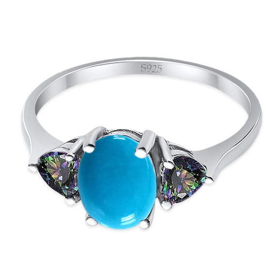 Three Stone Oval Natural Stone Trio Ring