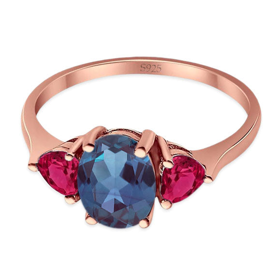 Three Stone Oval Natural Stone Trio Ring