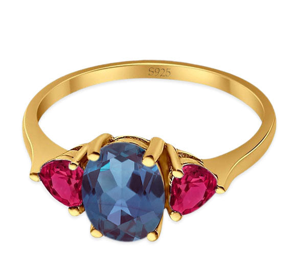 Three Stone Oval Natural Stone Trio Ring