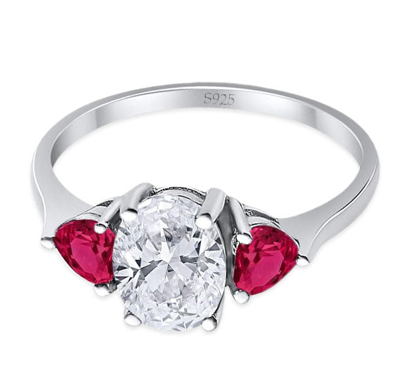 Three Stone Oval Natural Stone Trio Ring