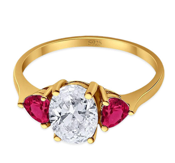 Three Stone Oval Natural Stone Trio Ring