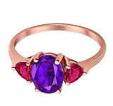 Three Stone Oval Natural Stone Trio Ring