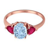 Three Stone Oval Natural Stone Trio Ring