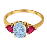 Three Stone Oval Natural Stone Trio Ring