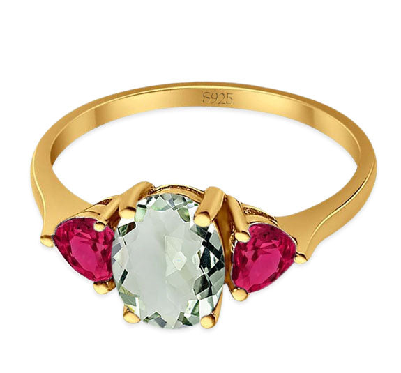 Three Stone Oval Natural Stone Trio Ring