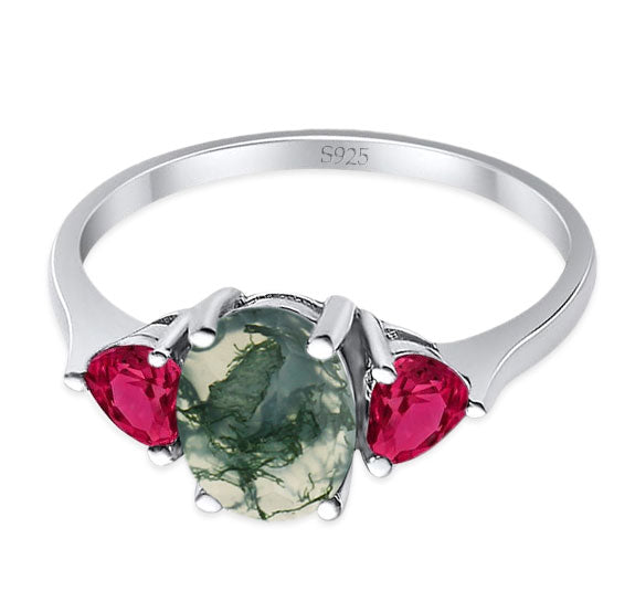 Three Stone Oval Natural Stone Trio Ring