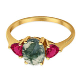 Three Stone Oval Natural Stone Trio Ring