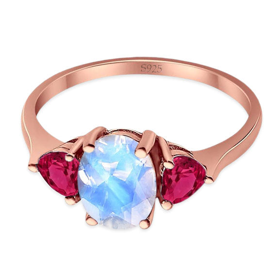 Three Stone Oval Natural Stone Trio Ring