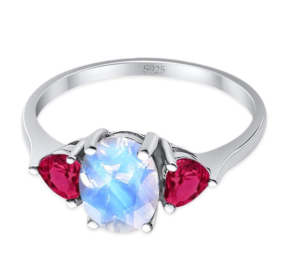 Three Stone Oval Natural Stone Trio Ring