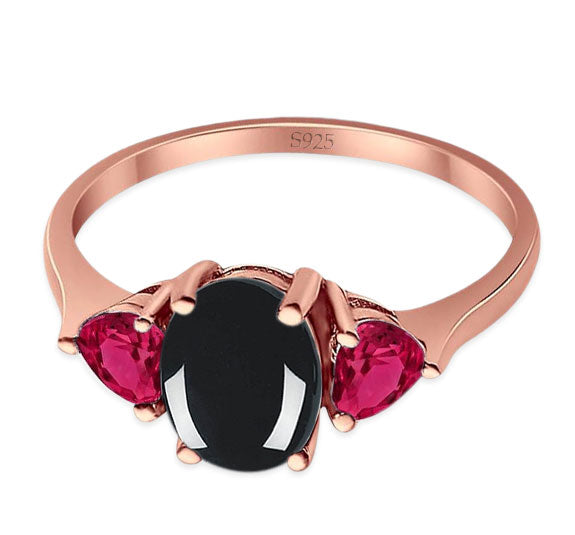 Three Stone Oval Natural Stone Trio Ring