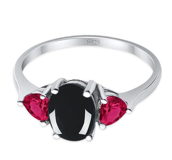 Three Stone Oval Natural Stone Trio Ring