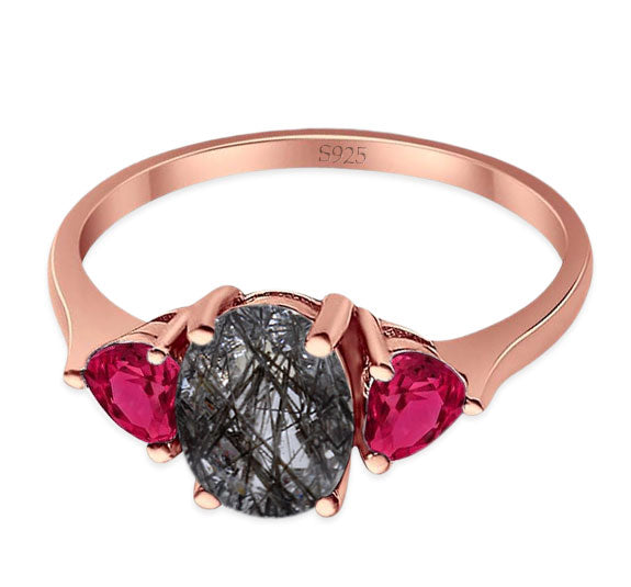 Three Stone Oval Natural Stone Trio Ring