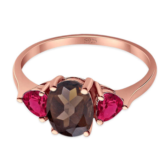 Three Stone Oval Natural Stone Trio Ring