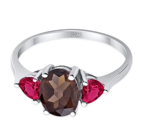 Three Stone Oval Natural Stone Trio Ring