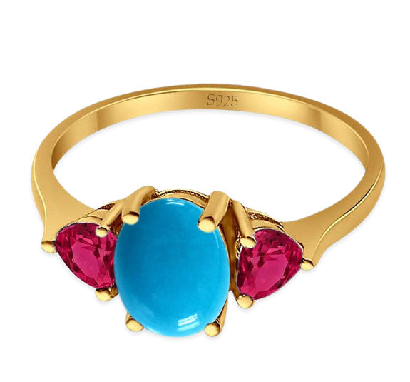 Three Stone Oval Natural Stone Trio Ring