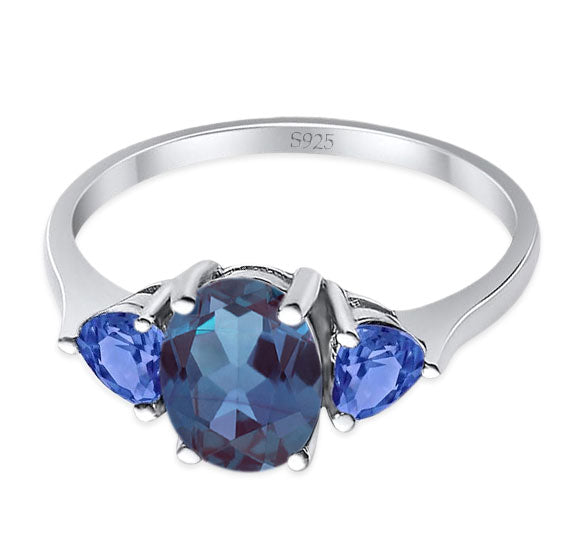 Three Stone Oval Natural Stone Trio Ring