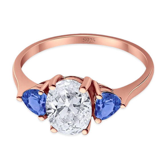 Three Stone Oval Natural Stone Trio Ring
