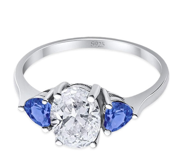 Three Stone Oval Natural Stone Trio Ring