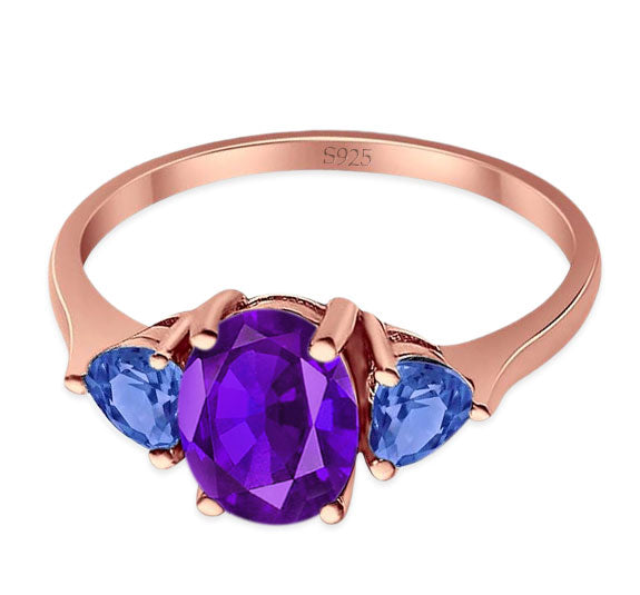 Three Stone Oval Natural Stone Trio Ring