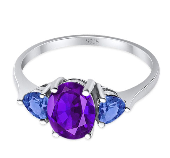 Three Stone Oval Natural Stone Trio Ring