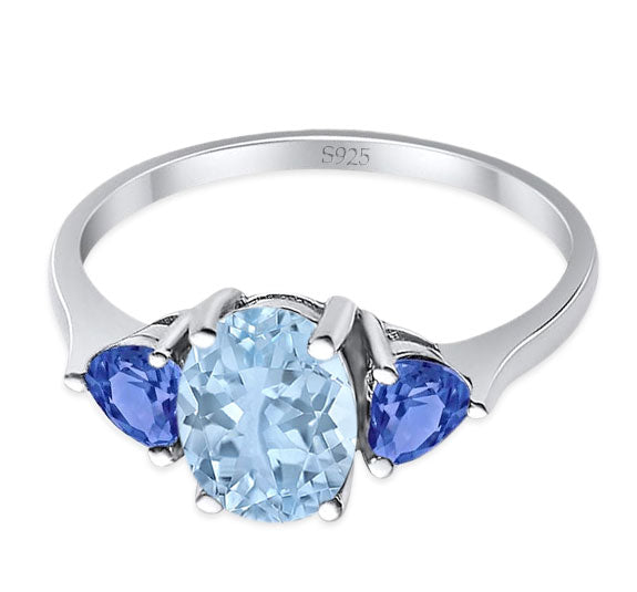 Three Stone Oval Natural Stone Trio Ring