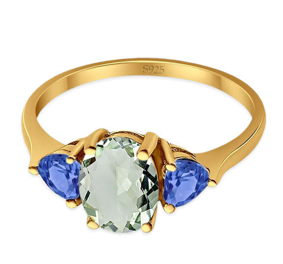 Three Stone Oval Natural Stone Trio Ring
