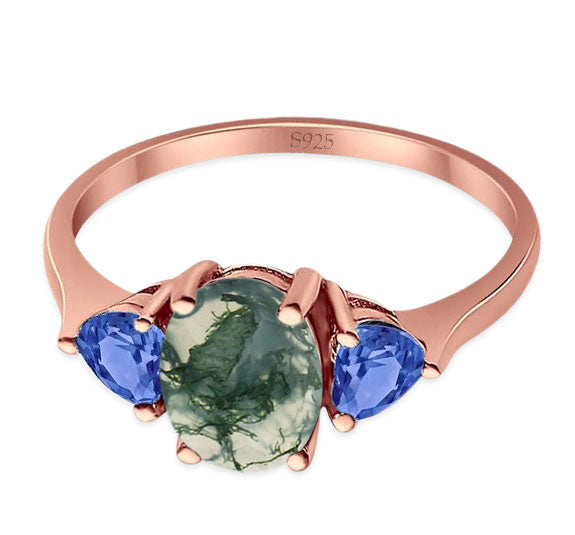 Three Stone Oval Natural Stone Trio Ring