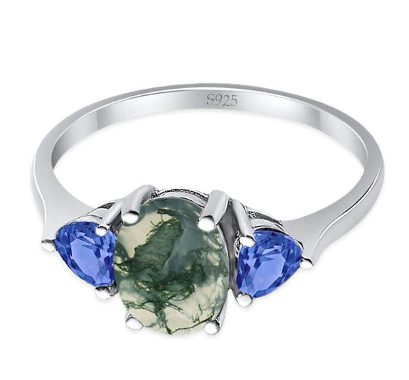 Three Stone Oval Natural Stone Trio Ring